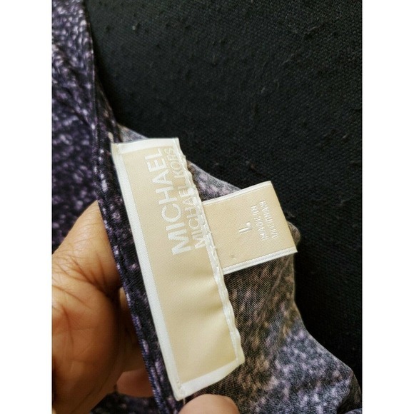 MICHAEL KORS shift dress ruched stretch modern L - Picture 8 of 9